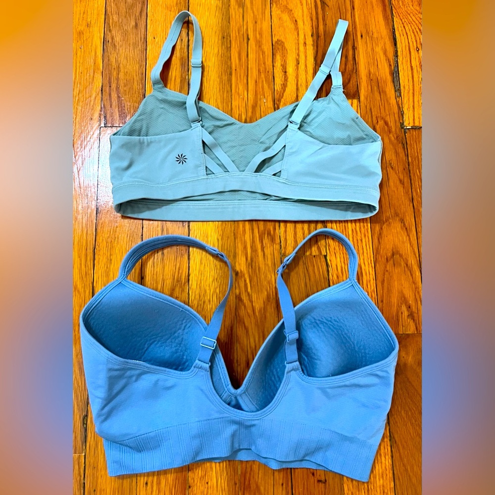 Bundle of blue Athleta sports bras, size Small D-DD